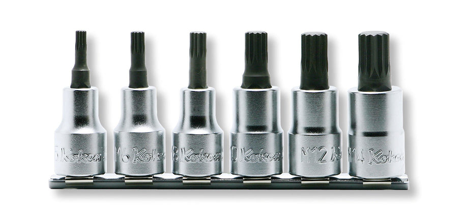 [RS4020/6-L60] Ko-ken(コーケン) 1/2"(12.7mm)SQ. 3重4角ビットソケット(XZN規格)レールセット 全長60mm 6ヶ組 セット品6個 - MisakaZoo
