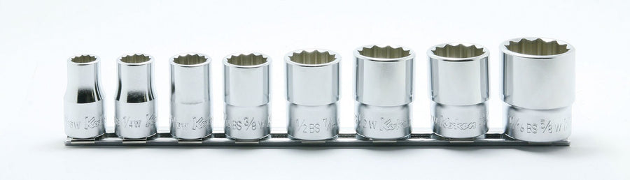 [RS4405W/8] Ko-ken(コーケン) 1/2"(12.7mm)SQ. 12角BSWソケット(英国規格ソケット)レールセット 8ヶ組 セット品8個 - MisakaZoo