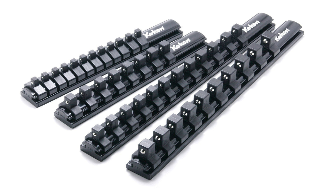 [RSAL200-1/4X12] Ko-ken Z-EAL(コーケン ジール) アルミソケットレール 1/4"(6.35mm)SQ.クリップ12ヶ付き 全長200mm 単品1個 - MisakaZoo