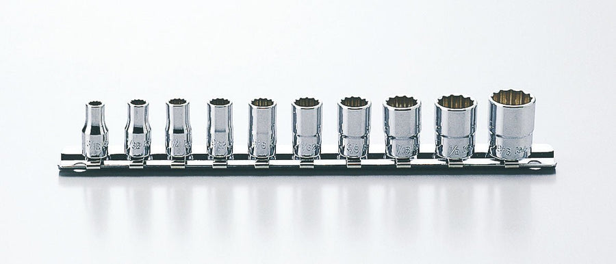 [RSAS2405A/10] Ko-ken(コーケン) 1/4"(6.35mm)SQ. 12角ソケット(航空規格(AS954)ソケット)レールセット 10ヶ組 セット品10個 - MisakaZoo