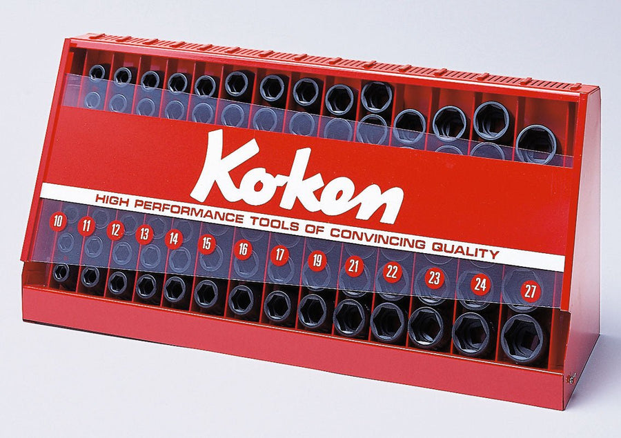 [S14240M] Ko-ken(コーケン) 1/2"(12.7mm)SQ. インパクトソケットディスプレイスタンドセット 98ヶ組 セット品98個 - MisakaZoo