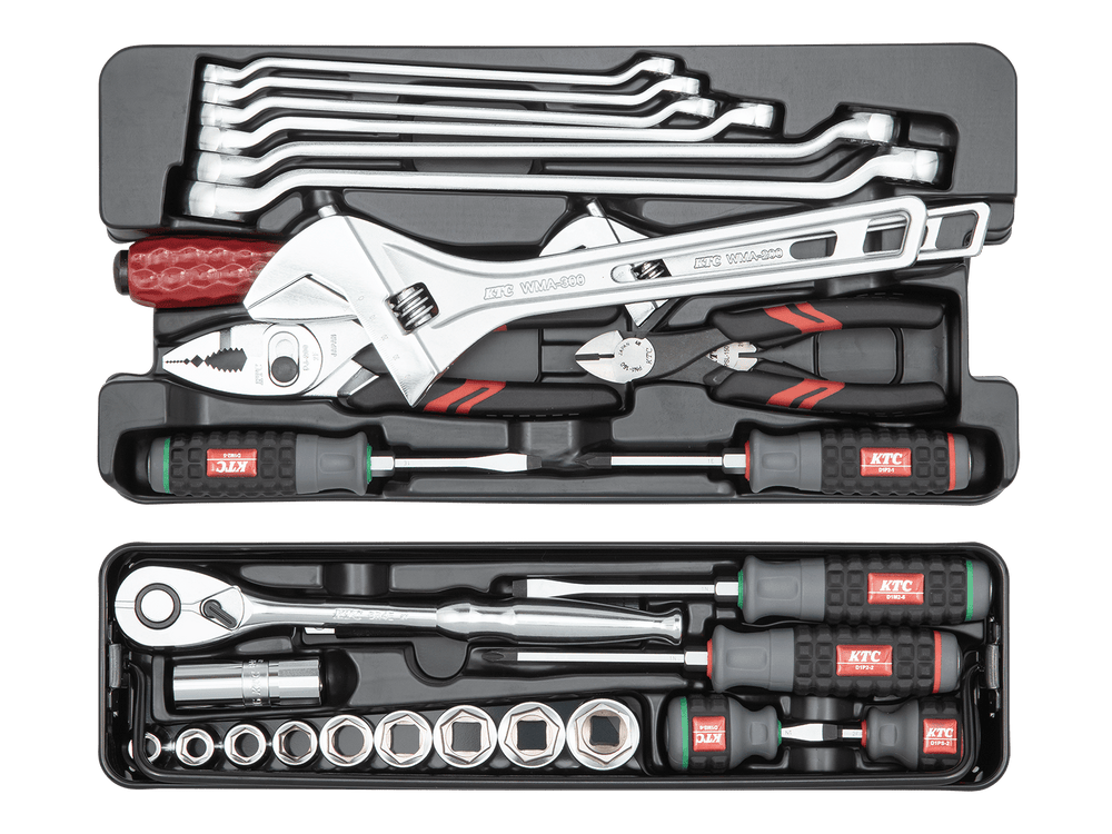 [SK4442S] KTC(京都機械工具)工具セット（片開きメタルケースタイプ）［44点］ セット品44点 - MisakaZoo