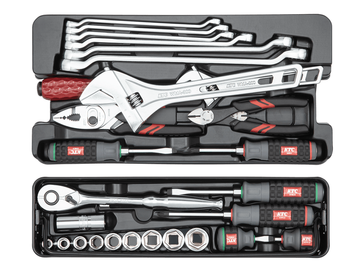 [SK4442S] KTC(京都機械工具)工具セット（片開きメタルケースタイプ）［44点］ セット品44点 - MisakaZoo