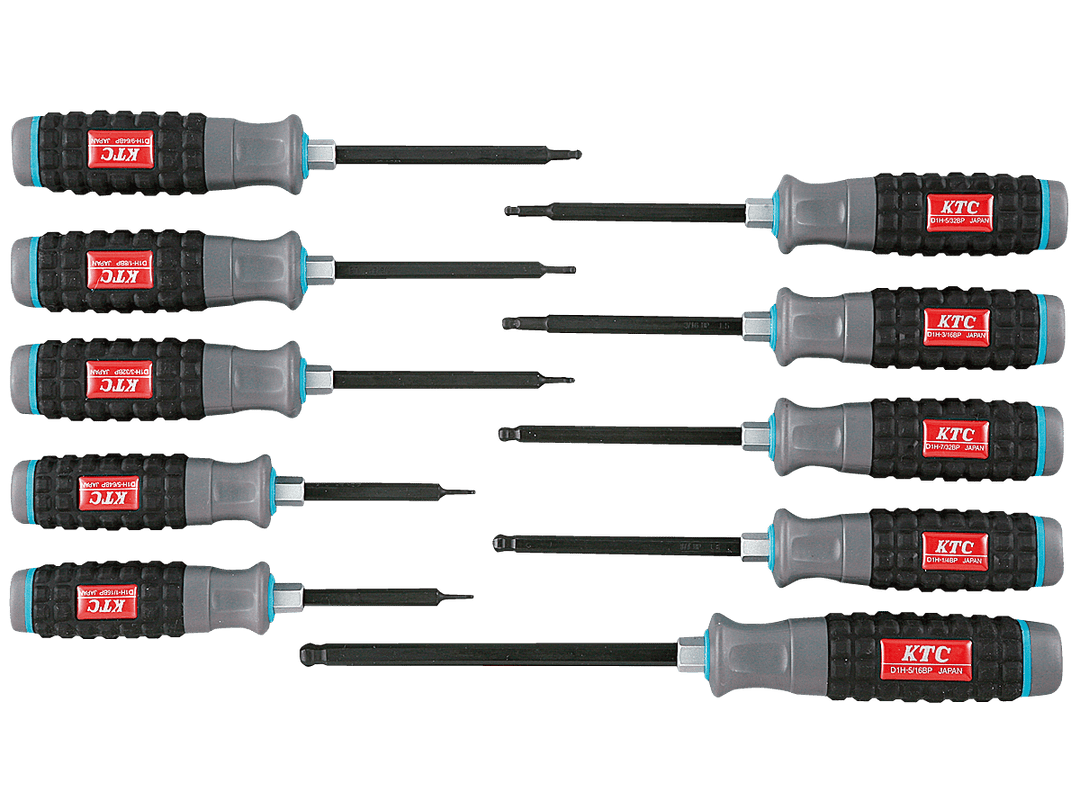 [TD1HBP10B] KTC(京都機械工具)樹脂柄ボールポイントヘキサゴンドライバセット[10本組]インチサイズ セット品10点 - MisakaZoo