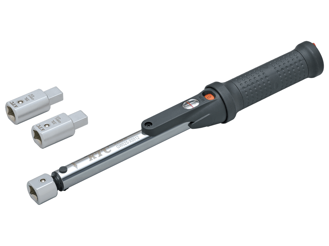 [TGW025103] KTC(京都機械工具)9×12プレセット型トルクレンチ ヘッド交換式セット（5〜25N・m 全長303mm） セット品3点 - MisakaZoo