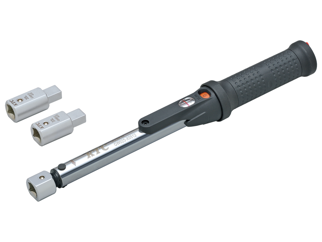 [TGW025103] KTC(京都機械工具)9×12プレセット型トルクレンチ ヘッド交換式セット（5〜25N・m 全長303mm） セット品3点