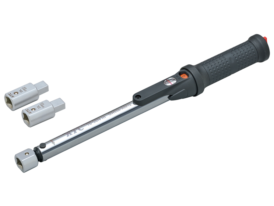 [TGW050103] KTC(京都機械工具)9×12プレセット型トルクレンチ ヘッド交換式セット（10〜50N・m 全長343mm） セット品3点
