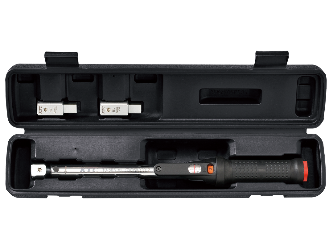 [TGW050103] KTC(京都機械工具)9×12プレセット型トルクレンチ ヘッド交換式セット（10〜50N・m 全長343mm） セット品3点