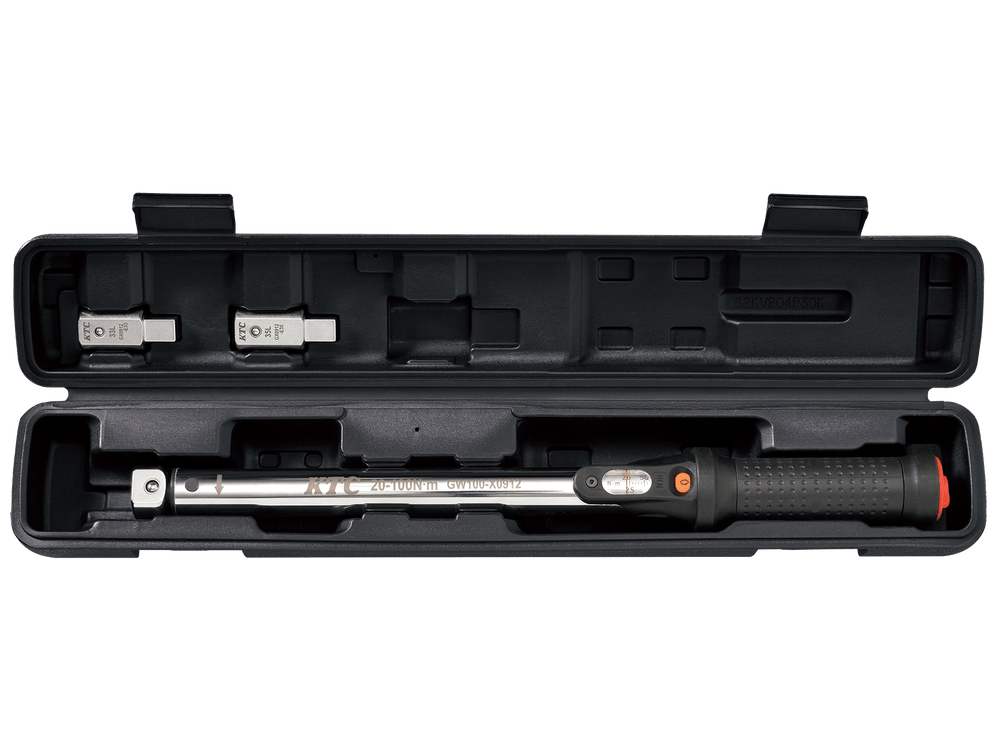 [TGW100103] KTC(京都機械工具)9×12プレセット型トルクレンチ ヘッド交換式セット（20〜100N・m 全長415mm） セット品3点 - MisakaZoo