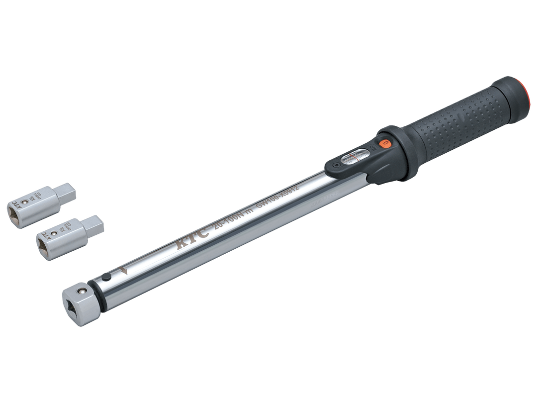 [TGW100103] KTC(京都機械工具)9×12プレセット型トルクレンチ ヘッド交換式セット（20〜100N・m 全長415mm） セット品3点 - MisakaZoo