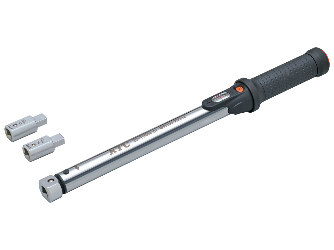 [TGW100103] KTC(京都機械工具)9×12プレセット型トルクレンチ ヘッド交換式セット（20〜100N・m 全長415mm） セット品3点