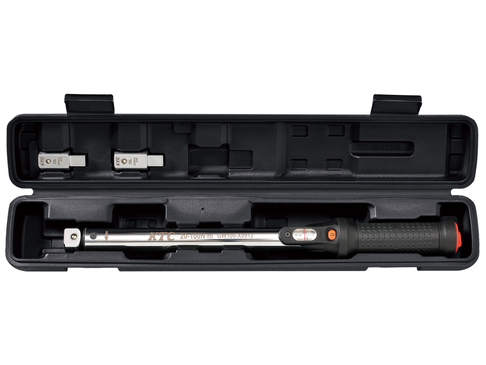 [TGW100103] KTC(京都機械工具)9×12プレセット型トルクレンチ ヘッド交換式セット（20〜100N・m 全長415mm） セット品3点