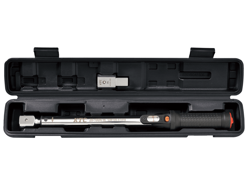 [TGW100202] KTC(京都機械工具)14×18プレセット型トルクレンチ ヘッド交換式セット（20〜100N・m 全長438.3mm） セット品2点 - MisakaZoo