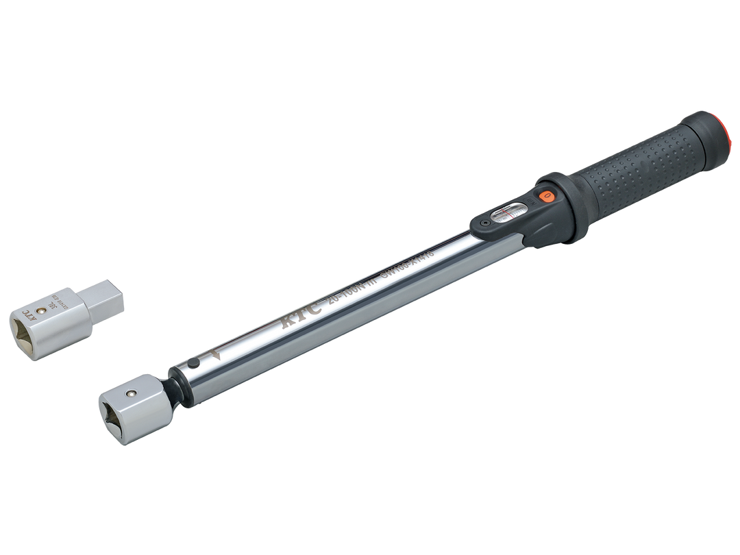 [TGW100202] KTC(京都機械工具)14×18プレセット型トルクレンチ ヘッド交換式セット（20〜100N・m 全長438.3mm） セット品2点