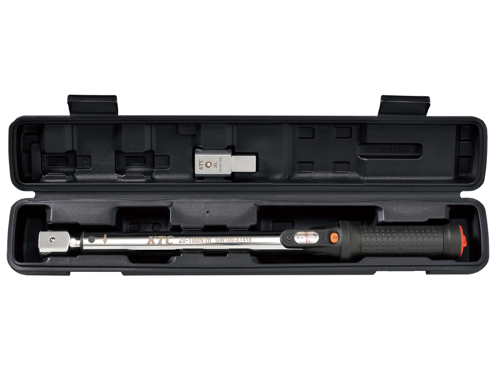 [TGW100202] KTC(京都機械工具)14×18プレセット型トルクレンチ ヘッド交換式セット（20〜100N・m 全長438.3mm） セット品2点