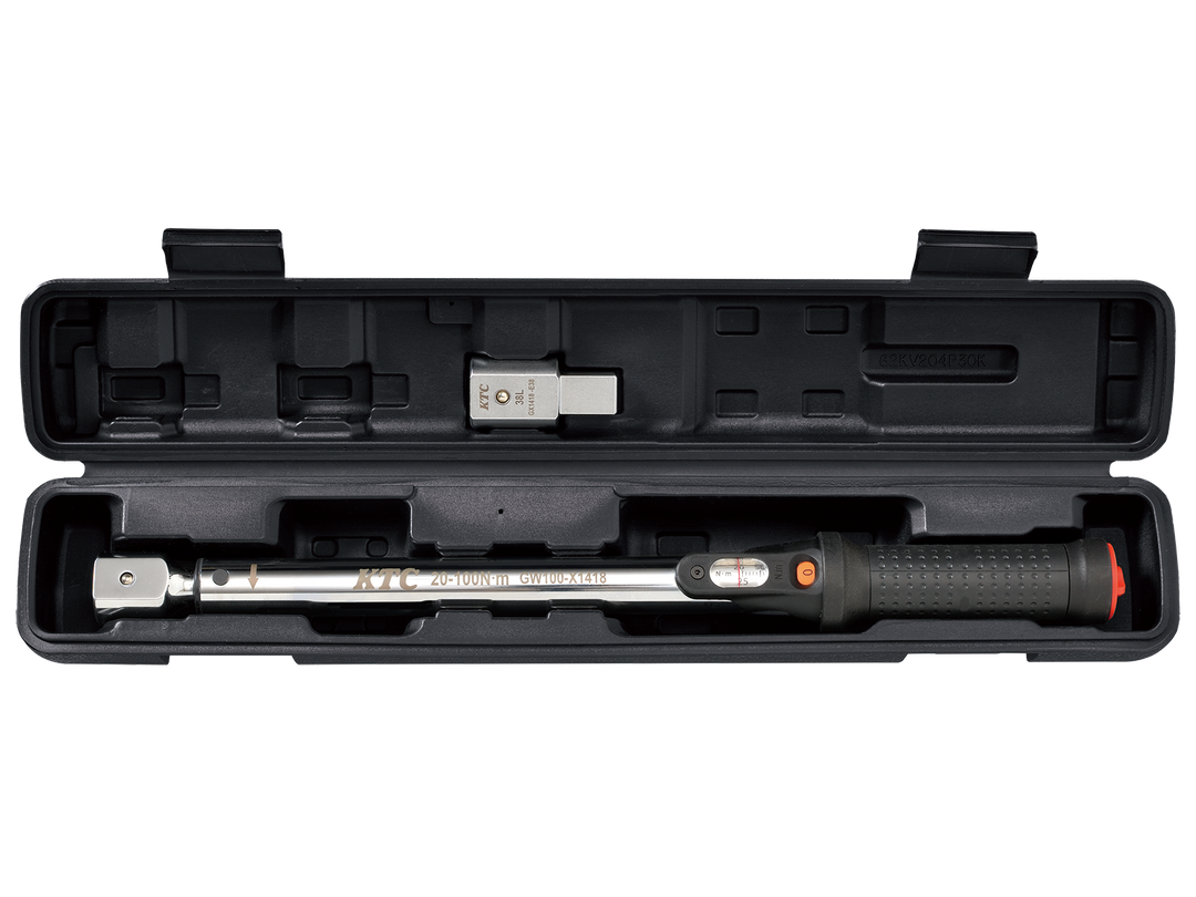 [TGW100202] KTC(京都機械工具)14×18プレセット型トルクレンチ ヘッド交換式セット（20〜100N・m 全長438.3mm） セット品2点