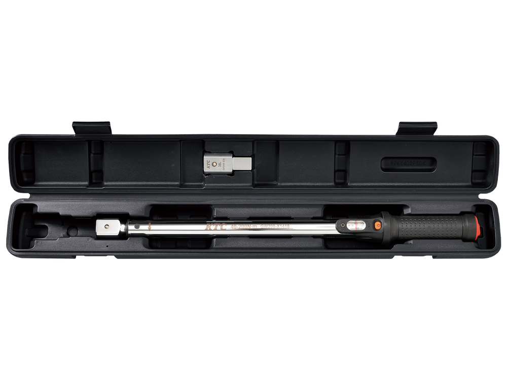 [TGW200202] KTC(京都機械工具)14×18プレセット型トルクレンチ ヘッド交換式セット（40〜200N・m 全長505.2mm） セット品2点