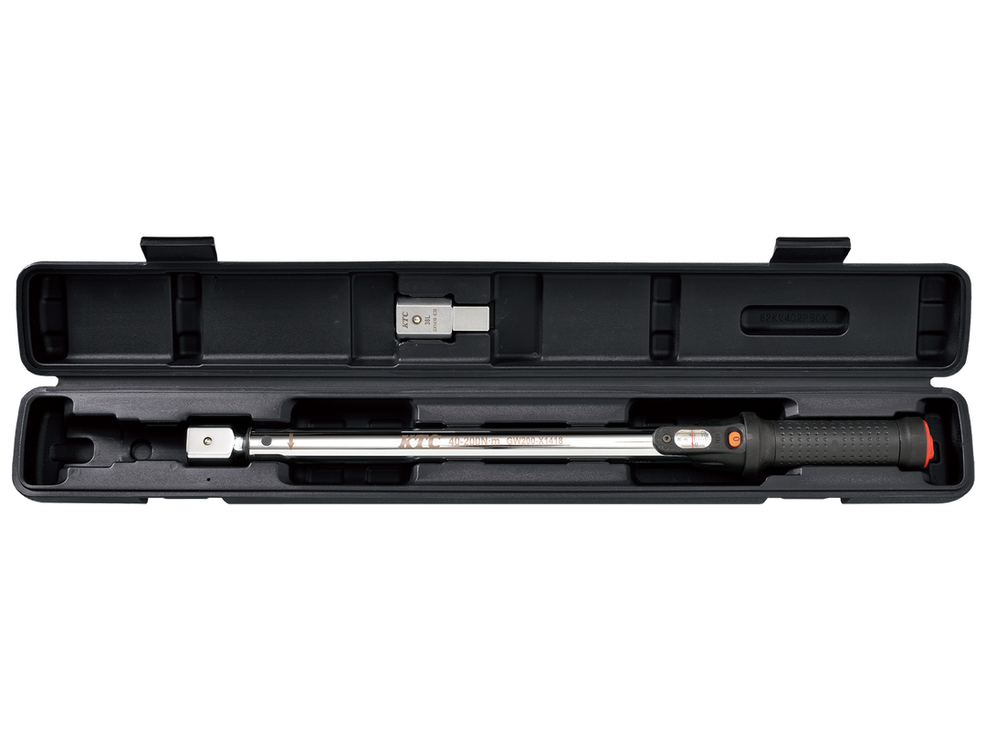 [TGW200202] KTC(京都機械工具)14×18プレセット型トルクレンチ ヘッド交換式セット（40〜200N・m 全長505.2mm） セット品2点