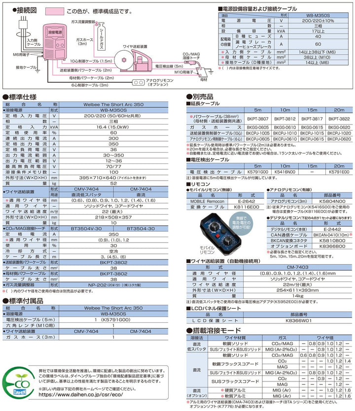 ダイヘン ショートアーク(Welbee The Short Arc) WB - M350S １０M延長 - MisakaZoo