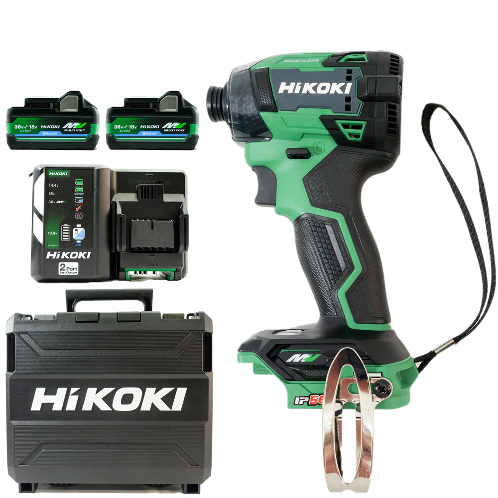 「フルセット品」 Hikoki(ハイコーキ) 充電式インパクトドライバ WH36DD　セット内容：本体+収納ケース+充電器1台(UC18YDML)+BlueTooth電池2台(BSL36A18BX)