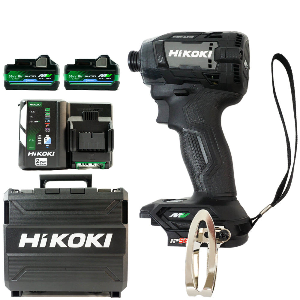 「フルセット品」 Hikoki(ハイコーキ) 充電式インパクトドライバ WH36DD　セット内容：本体+収納ケース+充電器1台(UC18YDML)+BlueTooth電池2台(BSL36A18BX)