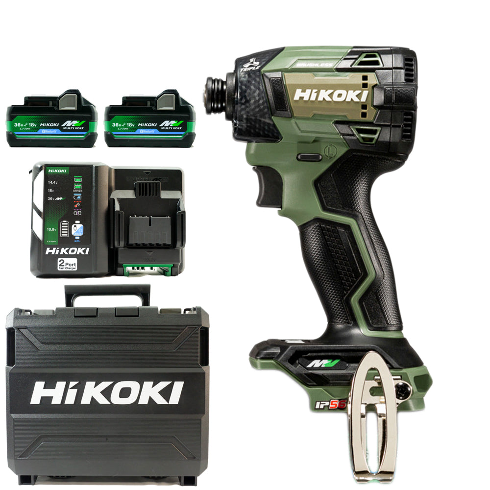 「フルセット品」 Hikoki(ハイコーキ) 充電式インパクトドライバ WH36DD　セット内容：本体+収納ケース+充電器1台(UC18YDML)+BlueTooth電池2台(BSL36A18BX)