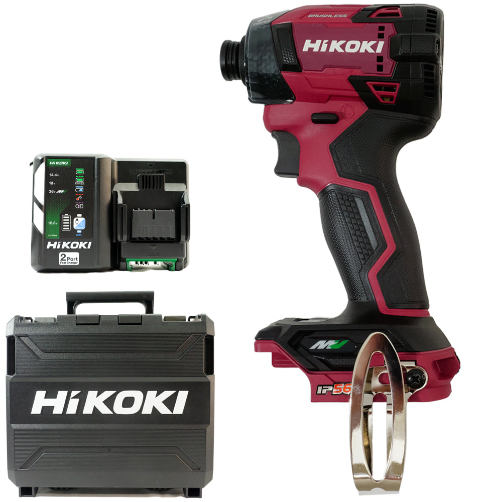 ♭♭HiKOKI ハイコーキ 【未使用品】36V  インパクトドライバ　充電器（UC18YDML)・充電池2個（BSL36A18BX）・ケース付  WH36DD フォレストグリーン ЗЗ HiKOKI ハイコーキ 36v インパクトドライバ バッテリーx2