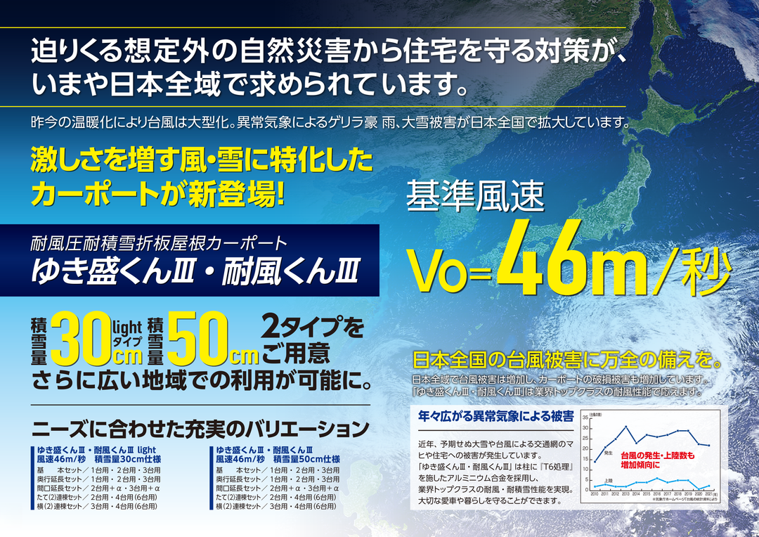 [サイズ5432mm x 4870mm] ダイセン(Daisen) カーポート ゆき盛くんIII・耐風くんIII  耐積雪50cmタイプ 基本セット 2台用