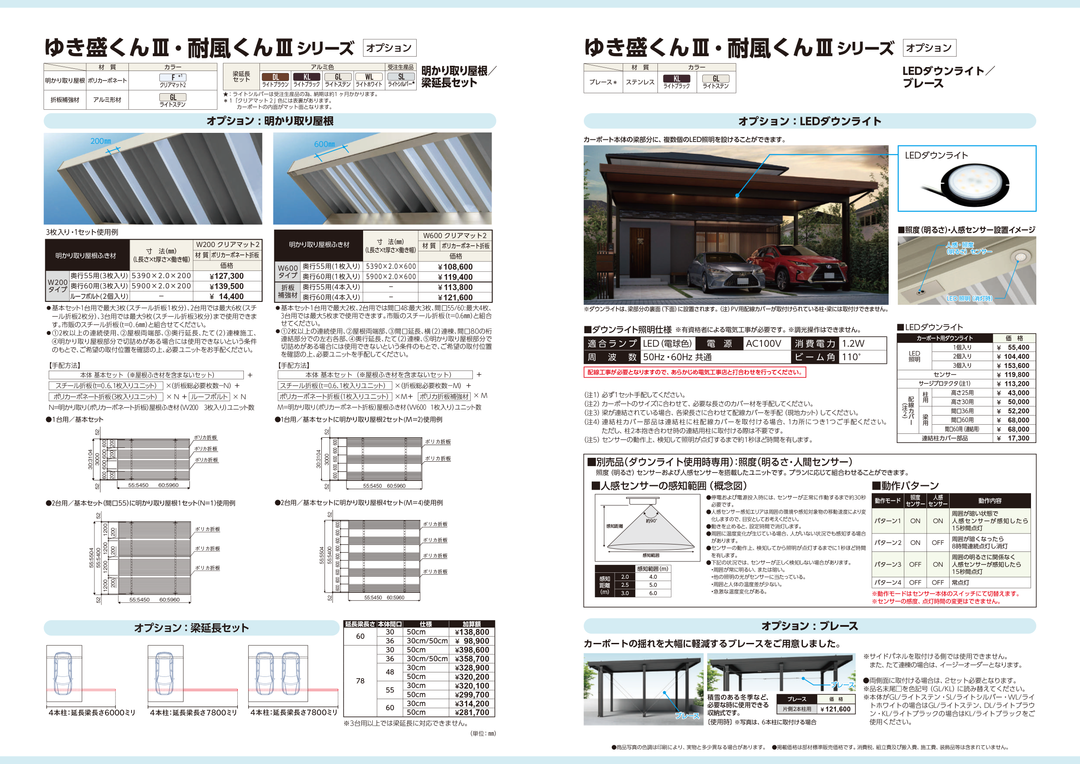 [サイズ5432mm x 4870mm] ダイセン(Daisen) カーポート ゆき盛くんIII・耐風くんIII  耐積雪50cmタイプ 基本セット 2台用