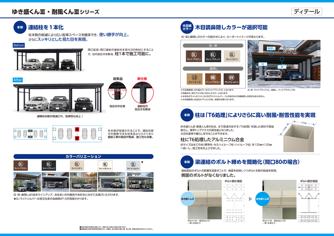 [サイズ5432mm x 4870mm] ダイセン(Daisen) カーポート ゆき盛くんIII・耐風くんIII  耐積雪50cmタイプ 基本セット 2台用